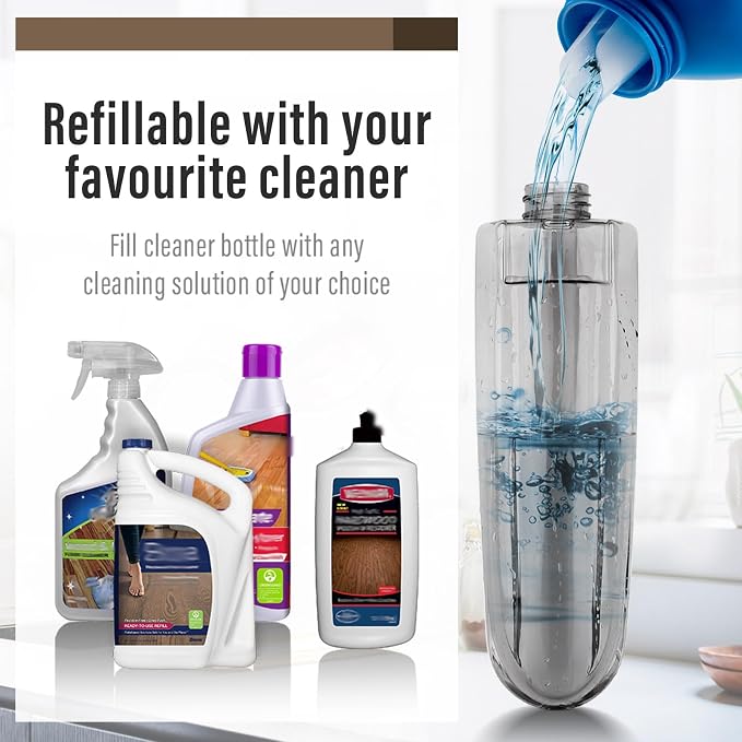 Wet Spray Mop for Floor Cleaning with 14 oz Bottle & 3 Microfiber Pads | Refillable bottle, washable pads, dry/wet use for home or commercial cleaning on hardwood, laminate, wood & ceramic floors