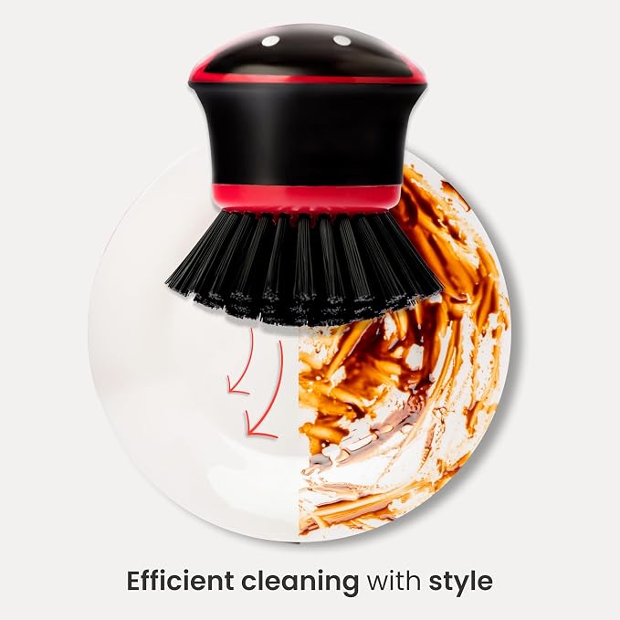 Vigar Ladybug Dish Scrub Brush with Holder, Kitchen Scrub Brush for Dishes, Dish Scrubber, Sink Brush, Dishwashing Brush and Vegetable Scrubber for Household Cleaning - Ladybug