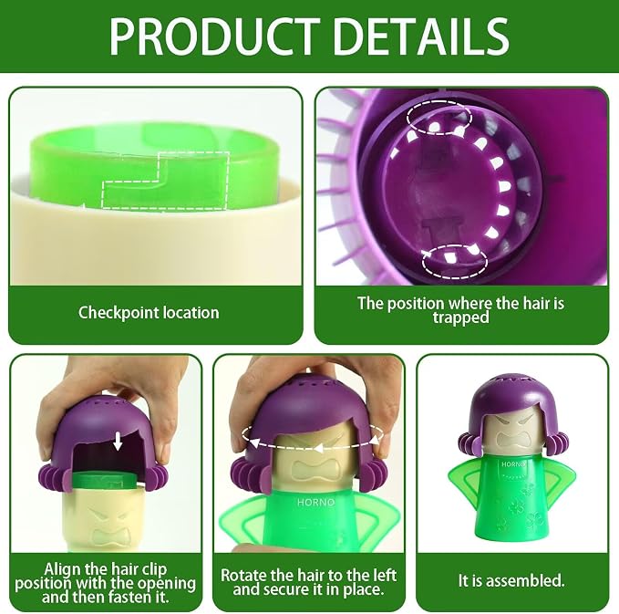 HORNO Angry Mama Microwave Oven Steam Cleaner and Disinfects With Vinegar and Water for Kitchens (Green)