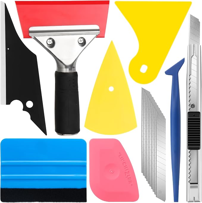 DIYSELF 18 Pcs Window Tint Kit, Vinyl Wrap Tool Kit, Water Blades Tool | Professional Window Tint Tools & Squeegee for Vinyl- Complete Car Wrap Kit for Car Wrap, Stained Glass Window Film, Wallpaper