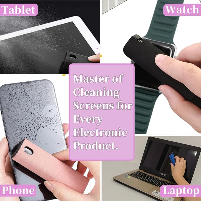 3 Pcs Car Screen Cleaner Accessories, Hatstart Electronic Touch Screens Cleaning Kit for LCD Display TV Laptop Computer Tablet PC Flat Screens, Works with iPhone iPad MacBook Pro - Hot Cute Pink
