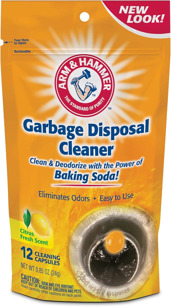 Arm & Hammer 12-Count Sink Garbage Disposal Cleaner, Freshener & Deodorizer Capsules Citrus Scent, with Power of Baking Soda