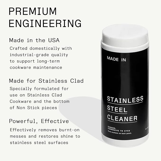 Made In Cookware - Stainless Steel Cleaner - Environmentally Safe Stainless Steel Cleaner for Polishing and Cleaning Pots and Pans - Crafted in USA - 12oz Powder