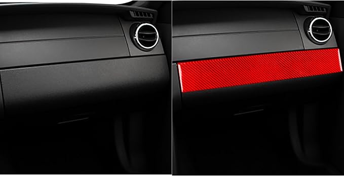 Red Real Carbon Fiber Trim for Ford Mustang Accessories | for GT Shelby 2005 2006 2007 2008 2009 Co-Pilot Central Console Instrument Cover Strip Interior Thick Overlay Decal