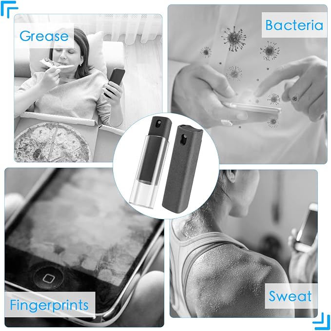 AKARY Screen Cleaner - All in One Touchscreen Mist Cleaner, Fingerprint-Proof for Phones, Pads, Laptops & Monitors (Black) (Screen Cleaner (Black))