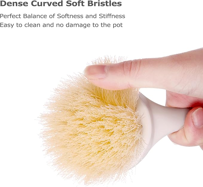 Facjoleco Dish Brush with Handle, Pot Brush, 2 Pack Kitchen Scrub Brushes for Cleaning, Dish Scrubber with Soft Bristles for Sink, Pots, Pans