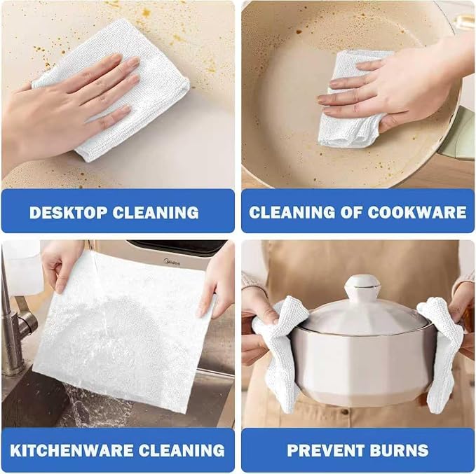 55 Pack Microfiber Cleaning Cloth Roll, Tear Away Reusable Towels, 11" X 9", Ultra Absorbent & Lint Free Cloth for Cars, Kitchen, Window, Home and Shop, White