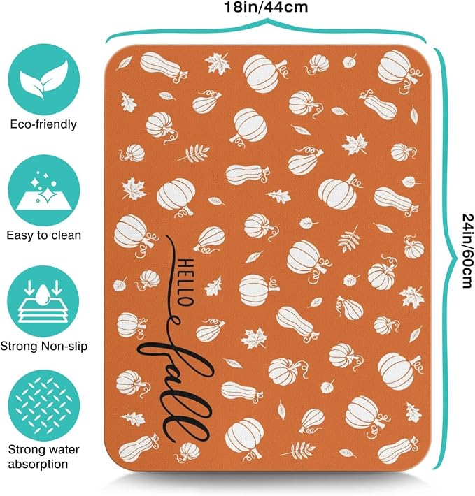 Fun Coffee Mat 24inx18in,Coffee Bar Mat for Countertops,Absorbent Hide Stain Anti-Slip Coffee Bar Accessories Fit Under Coffee Machine Mat,dish Drying Mats for Kitchen