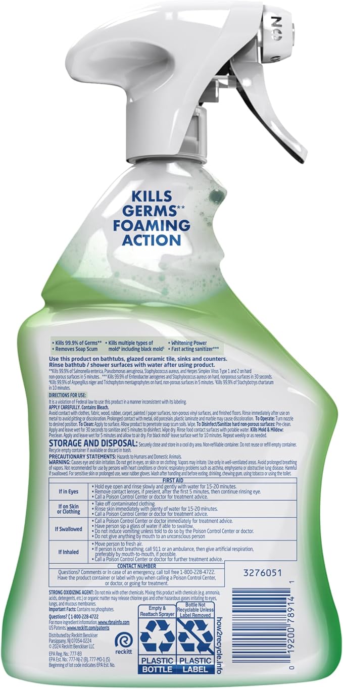 Lysol Multi-Purpose Cleaner Sanitizing and Disinfecting Spray with Bleach, All Purpose Cleaning Spray for Bathrooms and Kitchens, 32oz