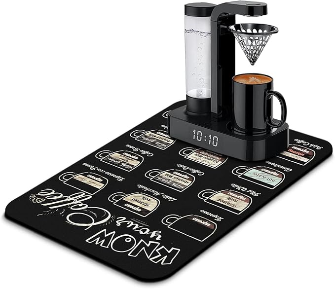 Fun Coffee Mat 23inx15in,Coffee Bar Mat for Countertops,Absorbent Hide Stain Anti-Slip Coffee Bar Accessories Fit Under Coffee Machine Mat,dish Drying Mats for Kitchen