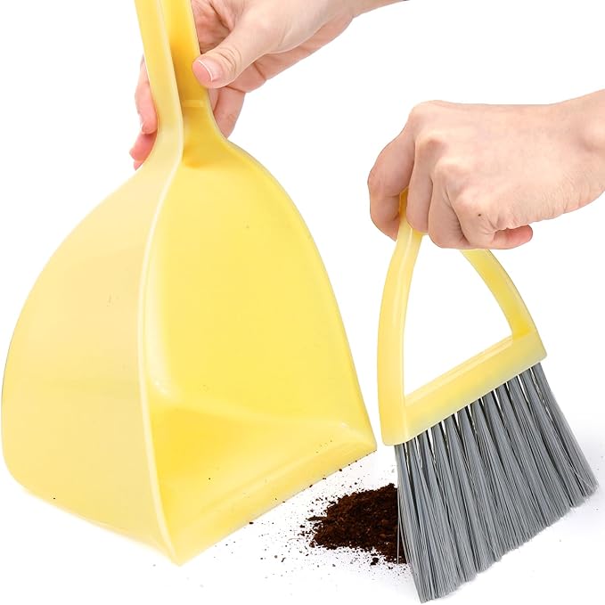 Nicunom Set of 4 Mini Broom with Dustpan for Kids, Children Broom and Dustpan Set Cleaning Set Boys Girls Little Housekeeping Helper Set for Kitchen Bathroom Pet