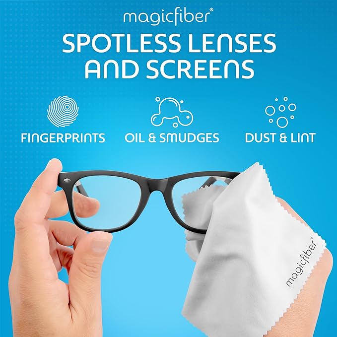 MagicFiber Microfiber Cleaning Cloth, Glasses Cleaner, Eyeglass Wipes, 6pk | Clean Eye Glasses, Lenses, Screens, Cameras, Sunglasses, Watches, Electronics, & More