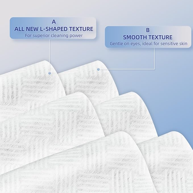 Clean Face Towels XL, Thickened Design with New Textured, 10"×12" Biobased Facial Towels, Disposable Face Towelette, Makeup Remover for Skin Care, Clean Skin, 50 Count (1 Pack)