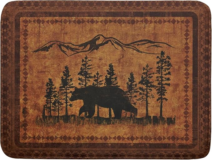 Forest Bear Dish Drying Mat 18x24 Inch Rustic Cabin Washable Microfiber Absorbent Dishes Drainer Rack Pad for Kitchen Counter Home Decor