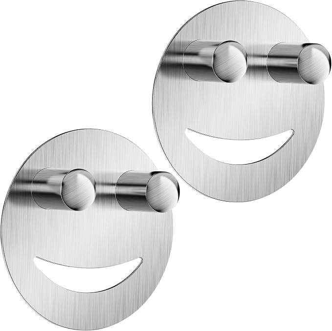 2 Pack Stainless Steel Smiley Face Dish Sponge Holder, Silver Sink Caddy Organizer Storage with Suction Cup for Kitchen, Kitchen Accessories Decor Scrubber-Silver