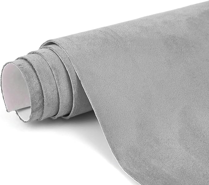 Premium Grey Suede Fabric Wrap - 12x60 inch Suede Wrap for Car Interior - Self-Adhesive Microfiber and Synthetic Leather, Stretchable Interior Film for Car and Home Decor