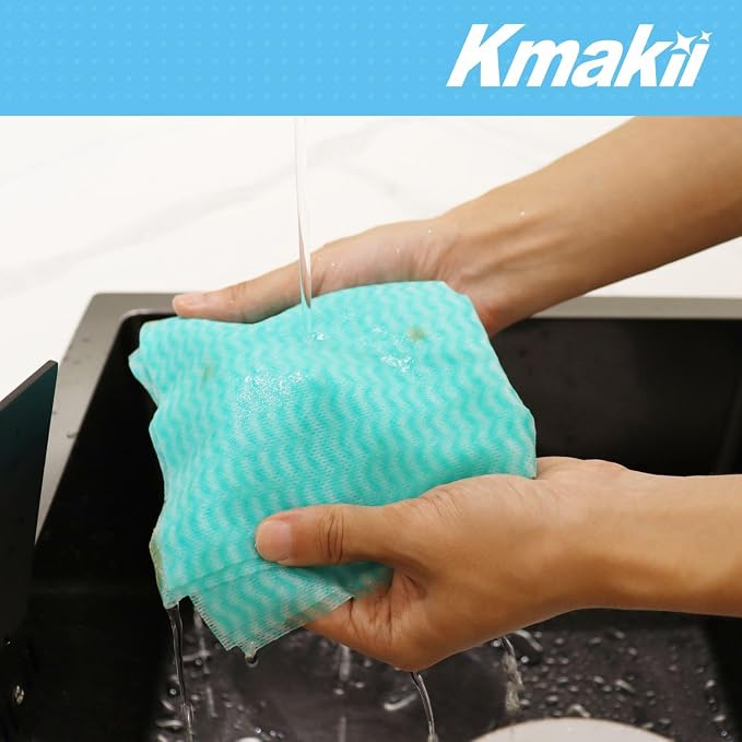 KMAKII Handi Wipe Reusable Cloths - Multi-Purpose Disposable Dish Cloths and Towels, Ultra Absorbent, Fast-Dry, Durable Cleaning Wipes for Kitchen and Home, 4colors, 11.8 x 21 inches, Pack of 80