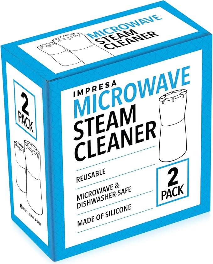 IMPRESA 2 Pack Microwave Steam Cleaner - Quick & Effortless Grime and Odor Elimination - Just Add Vinegar & Water - Microwave Cleaner