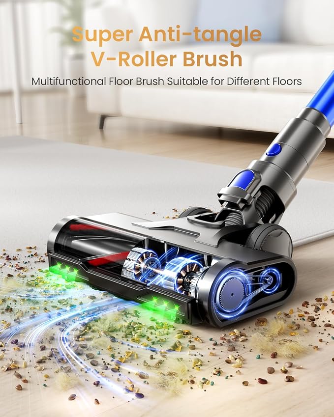 Cordless Vacuum Cleaner, Upgraded 650W 60KPA 70Mins Vacuum Cleaners for Home, Self-Standing Stick Vacuum Cleaner, Anti-tangle Wireless, OLED Screen, 1.8L Cup for Hardwood Floors,Carpet,Pet Hair,Car