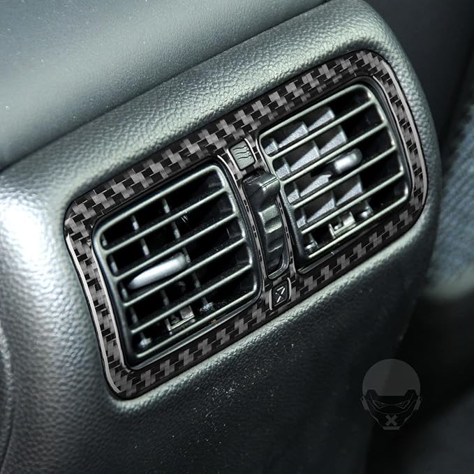 Real Carbon Fiber Trim for Infiniti Accessories | for G35 G37 X S 2007-2010 Center Console Armrest Rear Air Vent Outlet Frame Interior Thick Overlay Decal - A