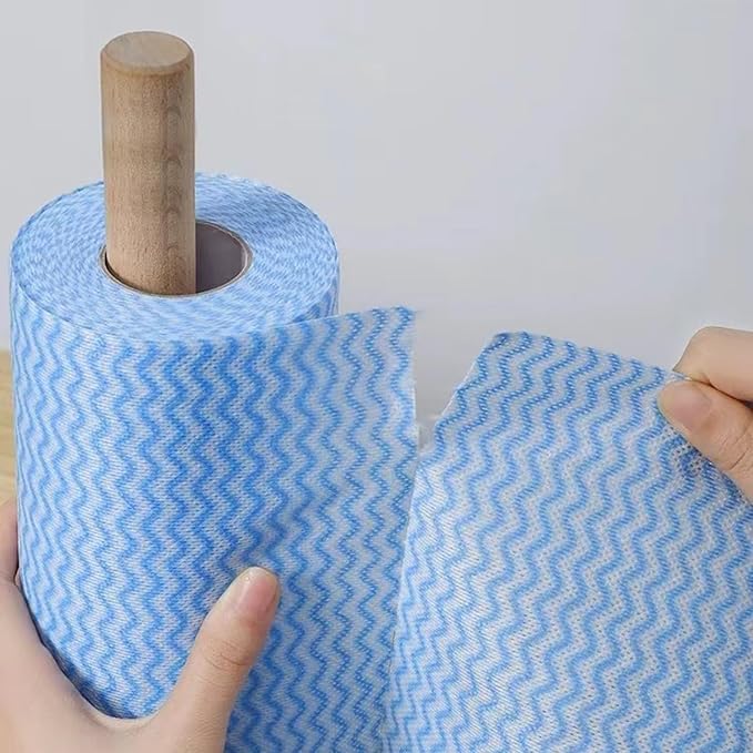 Disposable Cleaning Cloths Reusable Dish Cloths Dish Towels Blue Kitchen Towels Handy Wipes On Rolls Total 2 Roll 100 Pcs