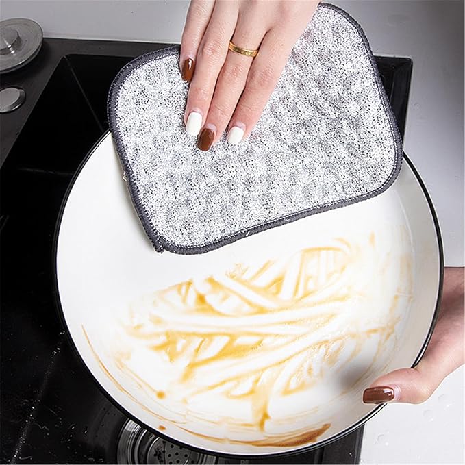 Fuiyuqa Multipurpose Wire Dishwashing Rags for Wet and Dry, Reusable Wire Miracle Cleaning Cloths, Round Wire Washing Cloth, Non Scratch Wire Dishcloth for Kitchen, Sinks, Pots, Pans (10PCS)