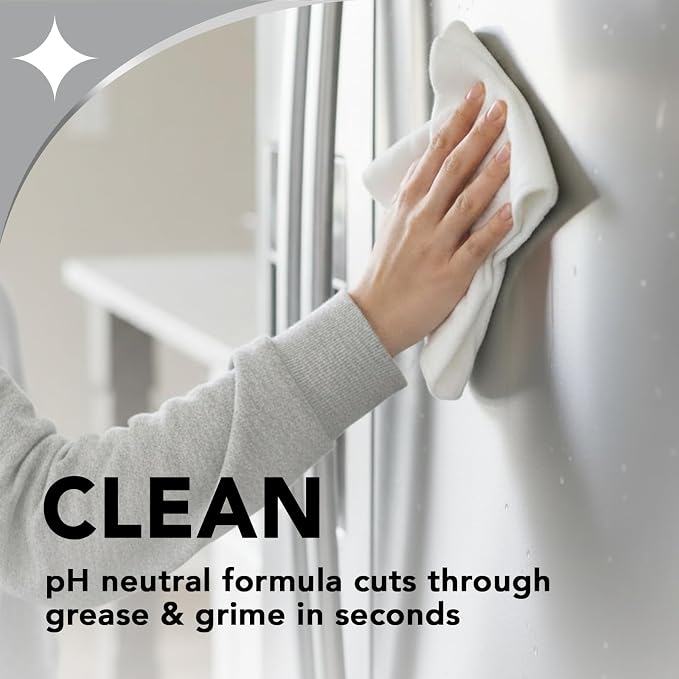 Weiman Stainless Steel Cleaner & Polish, Anti Fingerprint Spray Stainless Steel Cloth, Water Spots & Grease, No Streaks or Residue, Safe for Metal Polish, Chrome, Appliances, Fridge, Sinks & Grills