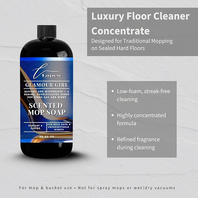 Lapew Glamour Girl Scented Mop Soap - Luxury Floor Cleaner Concentrate for Mopping Tile, Laminate, Vinyl & Hardwood | Streak-Free, Low-Foam | 36 oz