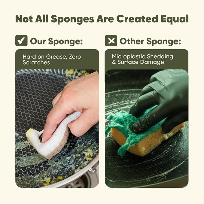 Plant-Based Kitchen Sponges (12 Pack) | USDA Biobased Certified | FSC & PETA Approved | Natural Cellulose & Coconut Scrubber Sponge | S-Shaped Design | Eco-Friendly, Non-Scratch, Non-Toxic & Vegan