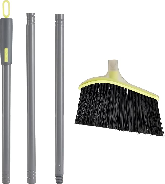 Casabella Wayclean Wide Angle Corner Broom, Gray/Green