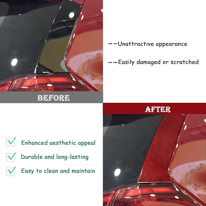 Red Real Carbon Fiber Trim for Nissan Rogue Accessories | for 2014-2020 / Rogue Sport 2017-2022 C-Pillar Decor Sticker Interior Thick Overlay Decal