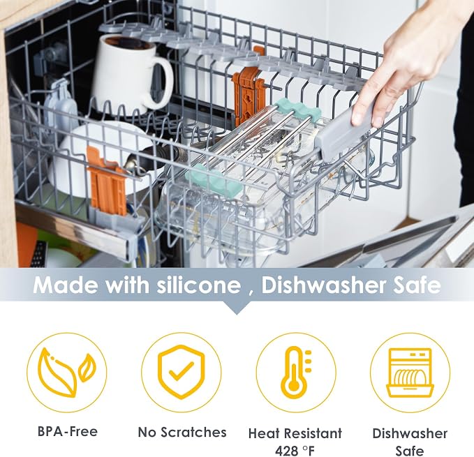 Extendable Over Sink Drying Rack, 3-Bar Telescopic Sink Dish Rack, SUS304 Stainless Steel with Light Cyan Silicone Ends, 10.24-20.47 in Adjustable, 16.5 lb Heat Resistant 428°F, Dishwasher Safe