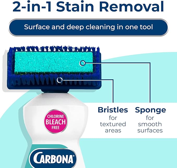 Carbona Oxy Powered Outdoor Cleaner with Built-In Brush (22 Fl Oz), Spot Cleaner for Outdoor Furniture, Rugs & Decks, 2-in-1 Sponge & Bristle Brush