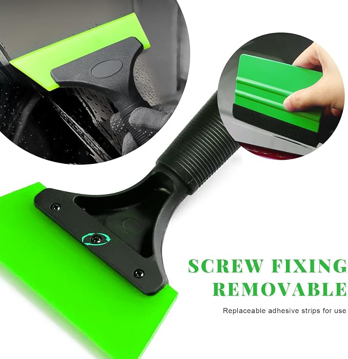 Yourkar 2 PCS Window Tint Kit Tools, Professional Vinyl Wrap Kit with Plastic Squeegee & Felt Squeegee, Universal Privacy Film Installation Tint Tools for Vehicle Glass Home (Green)