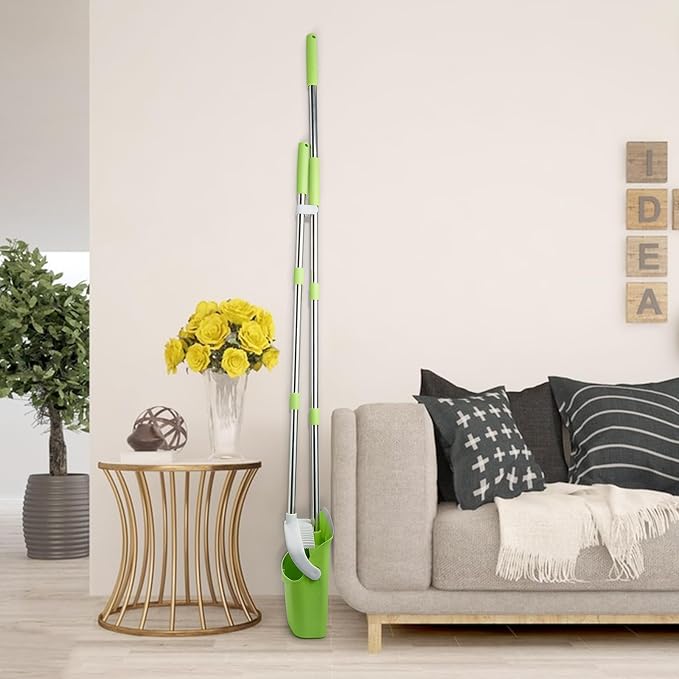 Broom and Dustpan Combo Set,51" Long Handle,Gray Green | Heavy Dust, Dustpans with Broom Combo for Home, Kitchen, Office, Classroom,Apartment, Pet Hair