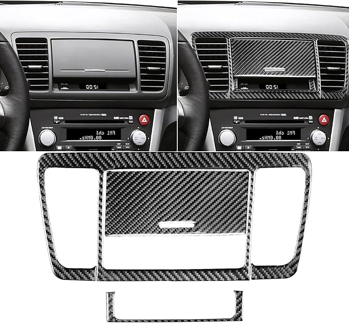 JKYUKU Real Carbon Fiber for Subaru Accessories Center Console Navigator | for Legacy/Outback 2005-2009, Black Center Console Navigator Trim Panel Air Vent Frame Sticker, Premium Sporty Look