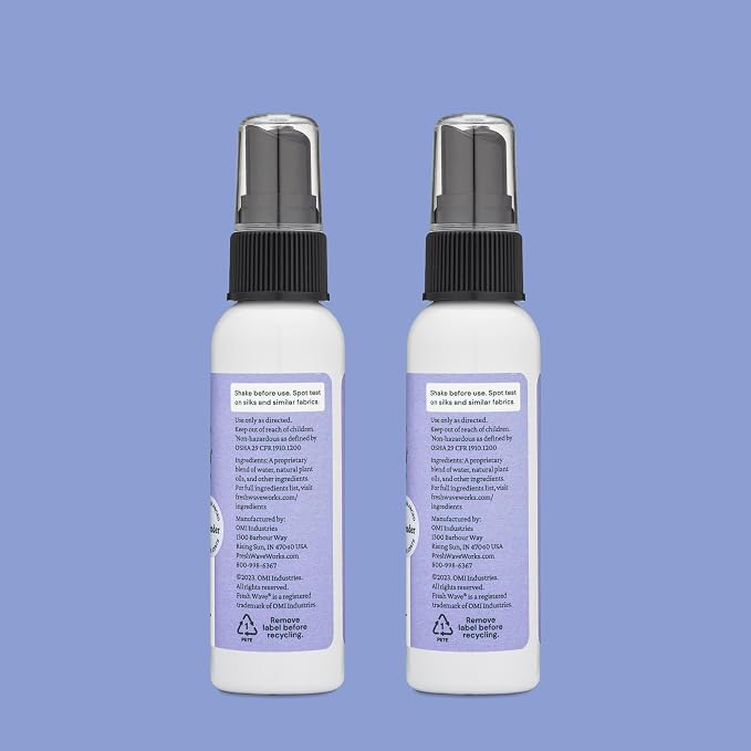 Fresh Wave Odor Eliminator Room Spray, 2 oz Travel Size, 2-Pack, Lavender | Plant oil formula with lime, pine needle, and cedarwood, Neutralizes air and fabric odors, Non-hazardous, Pet-safe
