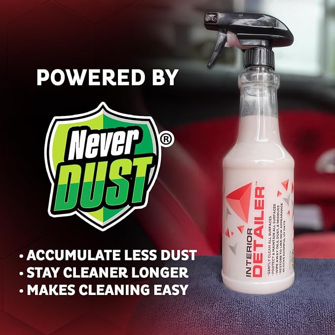 MAXL® Interior Car Cleaner Detailer Spray, NeverDust® Technology, 4 x 20 oz | Repels Dust, Wipes Oil, Residue with Matte Finish for Leather, Dash, Trim & Screens, Safe on All Surfaces