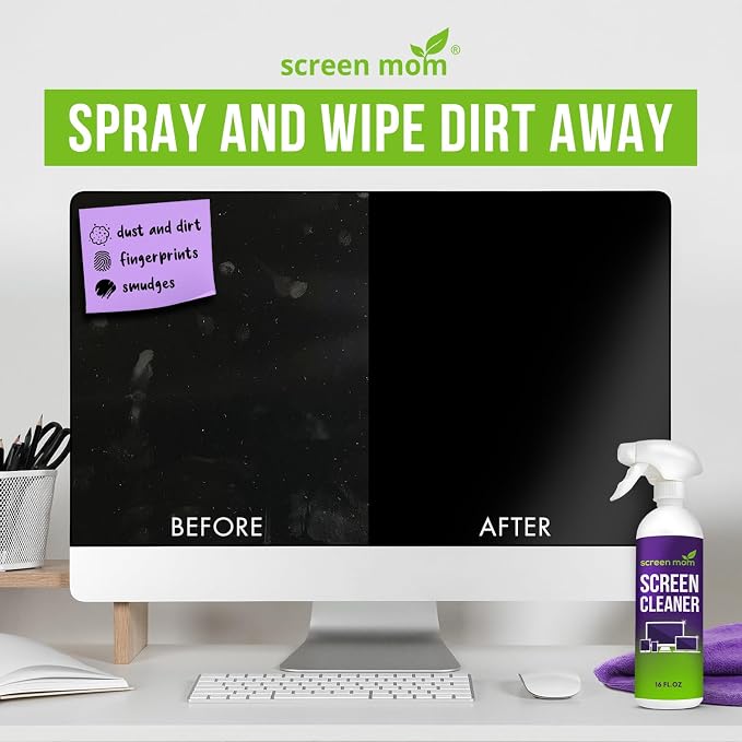 Screen Cleaner 4-Pack Microfiber Cloths for TV, Car, Laptop & Computer | Streak-Free Shine, 15.75"x15.75" in Size, Reusable Washable Towels, Purple, Cleaning Cloth for Electronics & Gadgets
