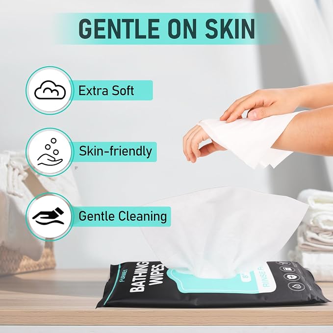 XL Ultra Thick Body Wipes for Adults - 240 Count Extra Large Disposable Cloth Wet Cleansing No Rinse Bathing Washcloths, Waterless Shower，Bath Wipe for Women, Men & Elderly