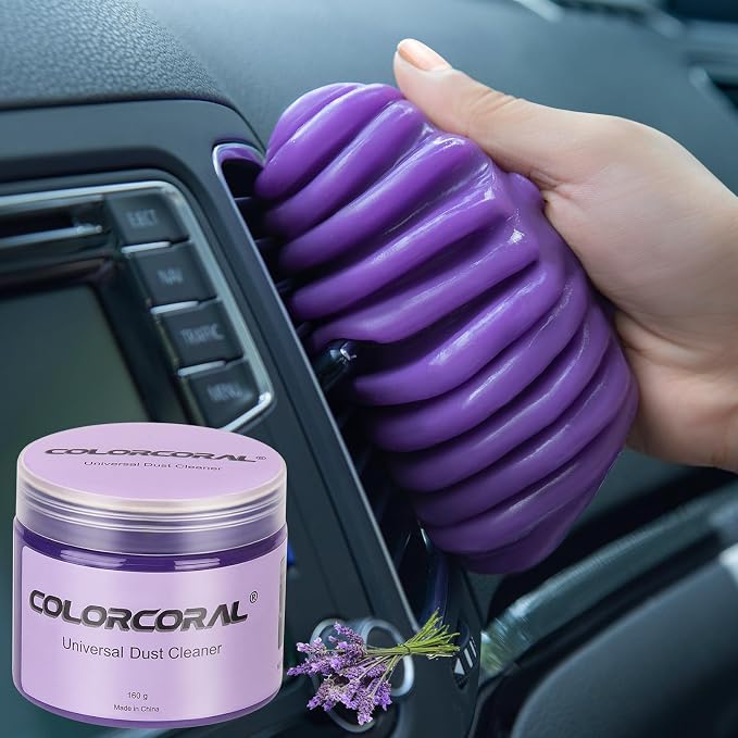 ColorCoral Cleaning Gel for Car Universal Gel Cleaner Auto Detailing Car Vent Keyboard Cleaning Putty Car Interior Cleaner Dashboard Dust Remover Putty Auto Duster Cleaning Kit 160G - Purple | Universal Cleaning gel for Car Interior electronic Detailin...