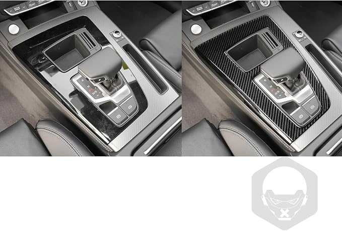 Real Carbon Fiber Trim for Audi 80A Q5 Accessories | for SQ5 2018-2025 Console Gear Shift Panel Frame Cover Sticker Interior Thick Overlay Decal - B