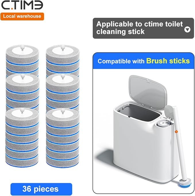 CTIME - 36 Replacement Toilet Brush Heads, Suitable for Bathrooms and Toilets