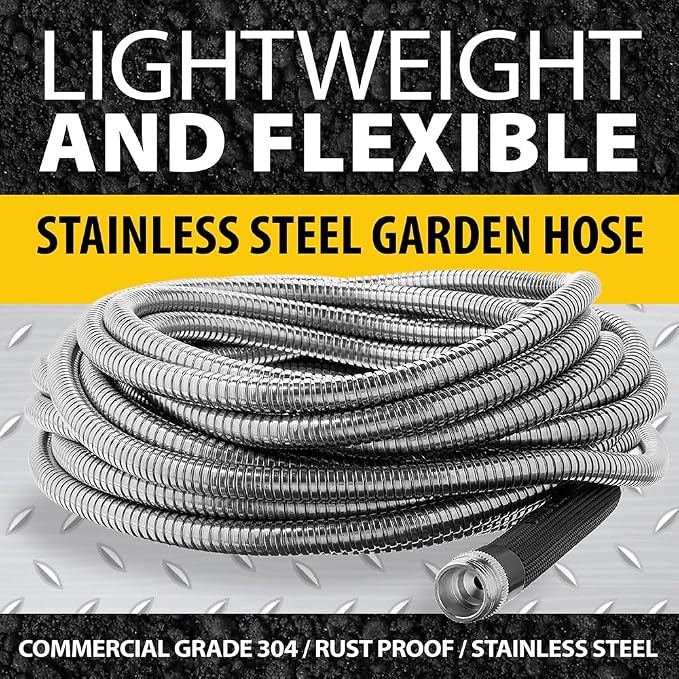 BIONIC STEEL 75 Ft Garden Hose 304 Stainless Steel, 75 Ft Water Hose, Super Tough & Flexible Metal Hose, Lightweight, Crush Resistant Fittings, Kink & Tangle Free, Rust Proof, Easy to Use & Store | Non Kinking Design, Stainless Steel Heavy Duty Water H...