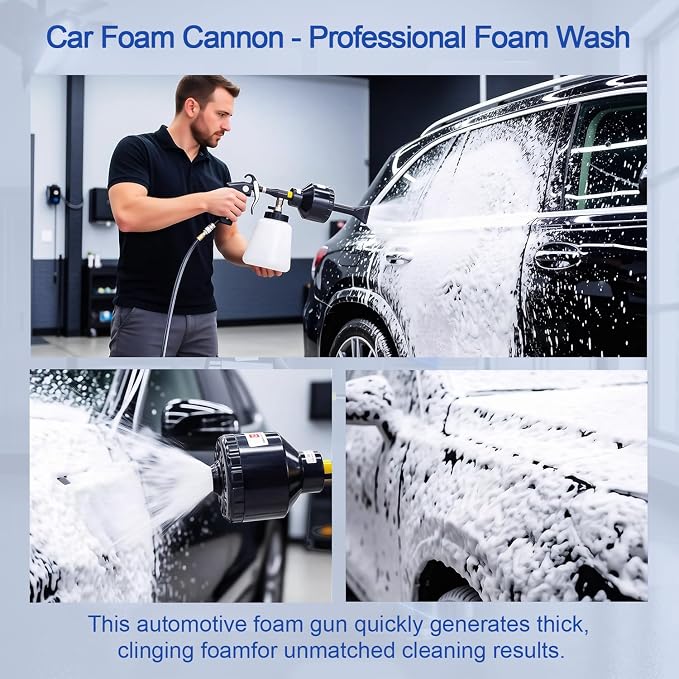 Car Wash Foam Gun,Foam Cannon Car Wash Kit,Car Cleaning Gun, Adjustable Foam Sprayer with Large Capacity Reservoir,Professional Automotive Cleaning Tool Kit for Interior & Exterior Detailing Supplies.