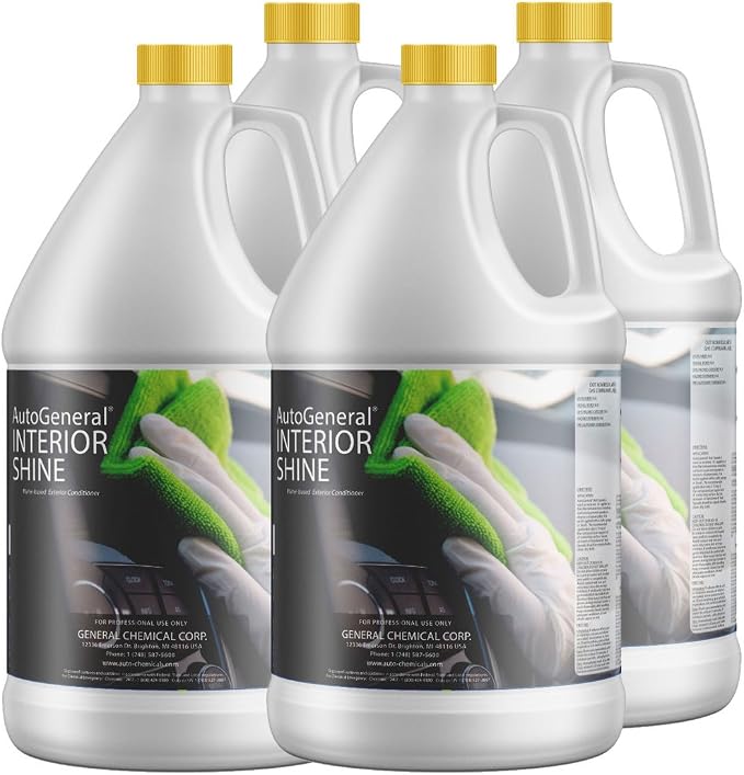 AutoGeneral Interior Shine Car Polish - Auto Detailing - Shine and Protect Car Vinyl, Plastic, and Rubber - Commercial & Residential Use - Case (4 1 Gallon)