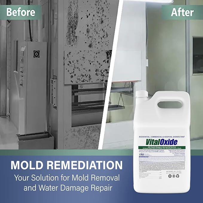 Vital Oxide Disinfectant, Deodorizer, Cleaner, Food-Contact Sanitizer, Virucide – (EPA registration #82972-1) – Kills Mold & Mildew, Eliminates Odors -1 Gallon | EPA registration 82972-1, disinfectant, deodorizer, cleaner, food-contact sanitizer and vi...