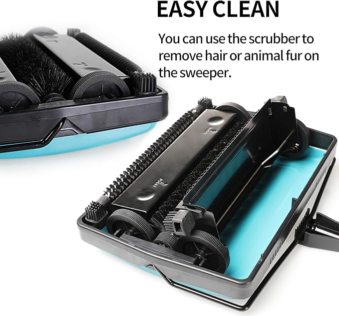 Yocada Carpet Sweeper Cleaner Manual Household Sweeper Lightweight Blue | Non-Electric Hand Push for Home Office Low&Undercoat Carpets Rugs Pet Hair Dust Scraps Paper Rubbish Cleaning with a Brush