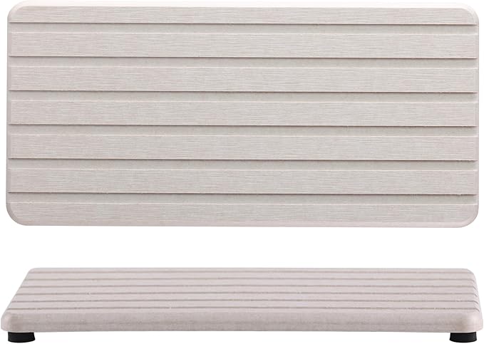 NiuYichee 2 PCS Water Absorbent diatomite Coasters, 8.3" x 4" Water Absorbing Stone Tray for Sink, Stone Drying mat for Kitchen Counter, Stone soap Tray Used for Hand Soaps & toiletries & Plants
