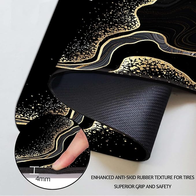 MCALK Marble Black Dish Drying Mat for Kitchen Counter, Marble Texture Dish Drying Pad with Anti-Slip Rubber Base, Absorbent Kitchen Sink Mat with Modern Art Decor (1 pc 18" x 16")